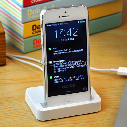 Image of New Data Sync Charging Charger Adapter Stand Station Dock for iPhone 5 5s 6 6s Plus White and Black Color Free Shipping