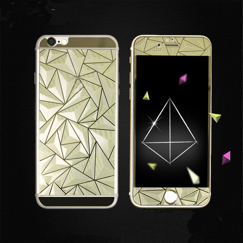 Image of 2pcs/lot Front+Back 3D Diamond Mirror Color Tempered Glass Screen Protector Protective Film for Iphone 5 5S Case of iphone5S