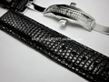 Quality butterfly buckle genuine lizard leather strap 18mm20mm Black Calfskin leather Strap