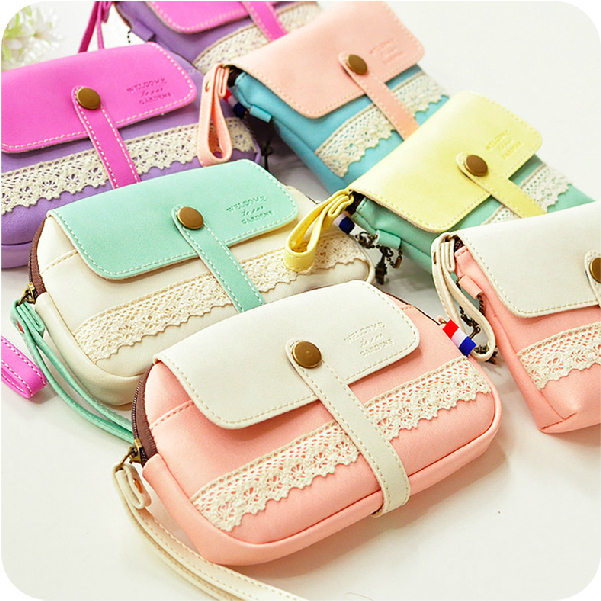 Women Candy Colorful PU Leather Wristlets Female Soft Panelled Wallet Girl Wristband Handbag Money Phone Bag Coin Purse gw0120