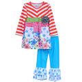 Hot Sale Baby Girl Clothes 2016 Kids Fashion Orange Striped Top Polka Dot Floral Pant Spring