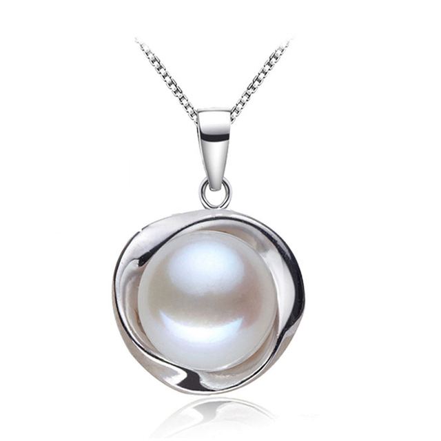 Настоящая Жемчужина Подвески стерлингового серебра 925 пресной воды перл подвеска для женщин, натуральный жемчуг кулон ожерелье белый подарок на день рождения