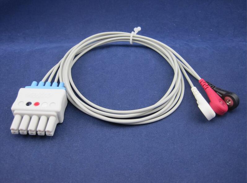 Free Shipping Compatible For Mindray T5 8 00103042735 3 Leads ECG wires Snap TPU AHA Patient