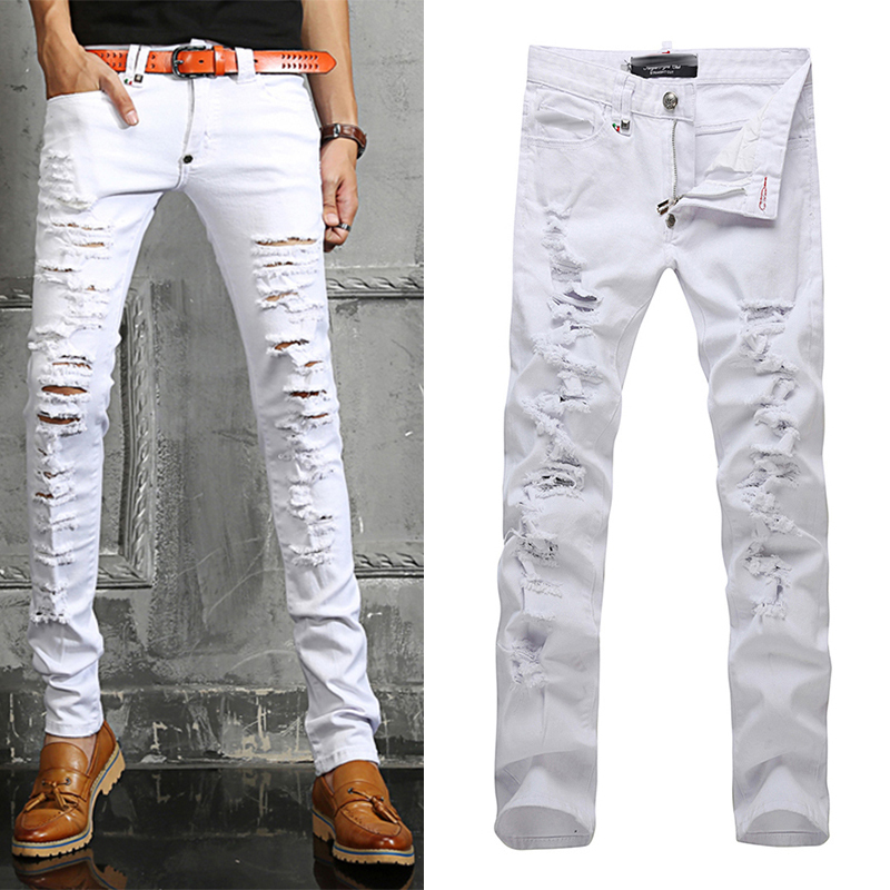 Ripped White Jeans For Men - Jon Jean