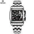 MEGIR Men Auto Date Chronograph Waterproof Multifunction Stainless Steel Quartz Watches