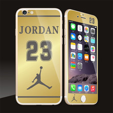 For iphone6plus/6splus Mirror Plating Jordan 23 Pattern Front Back Screen Tempered Glass Film Phone Protector Skin Cover Sticker