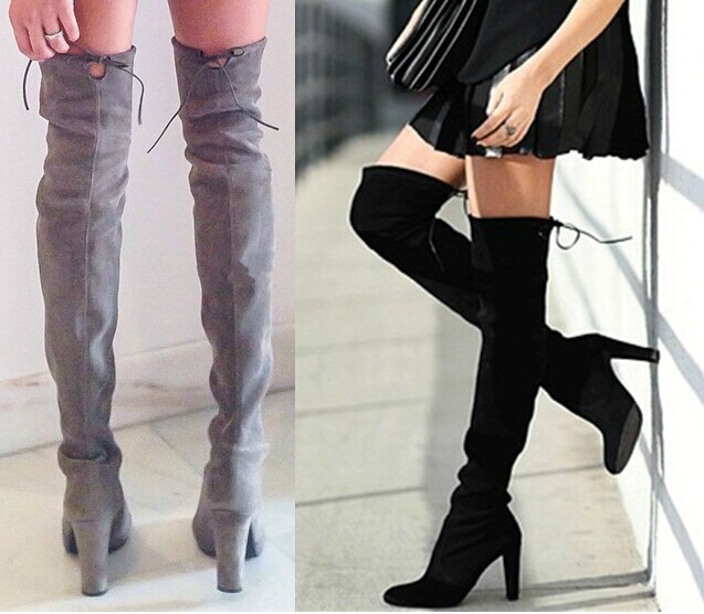 Stretch Suede Thigh High Boots - Yu Boots