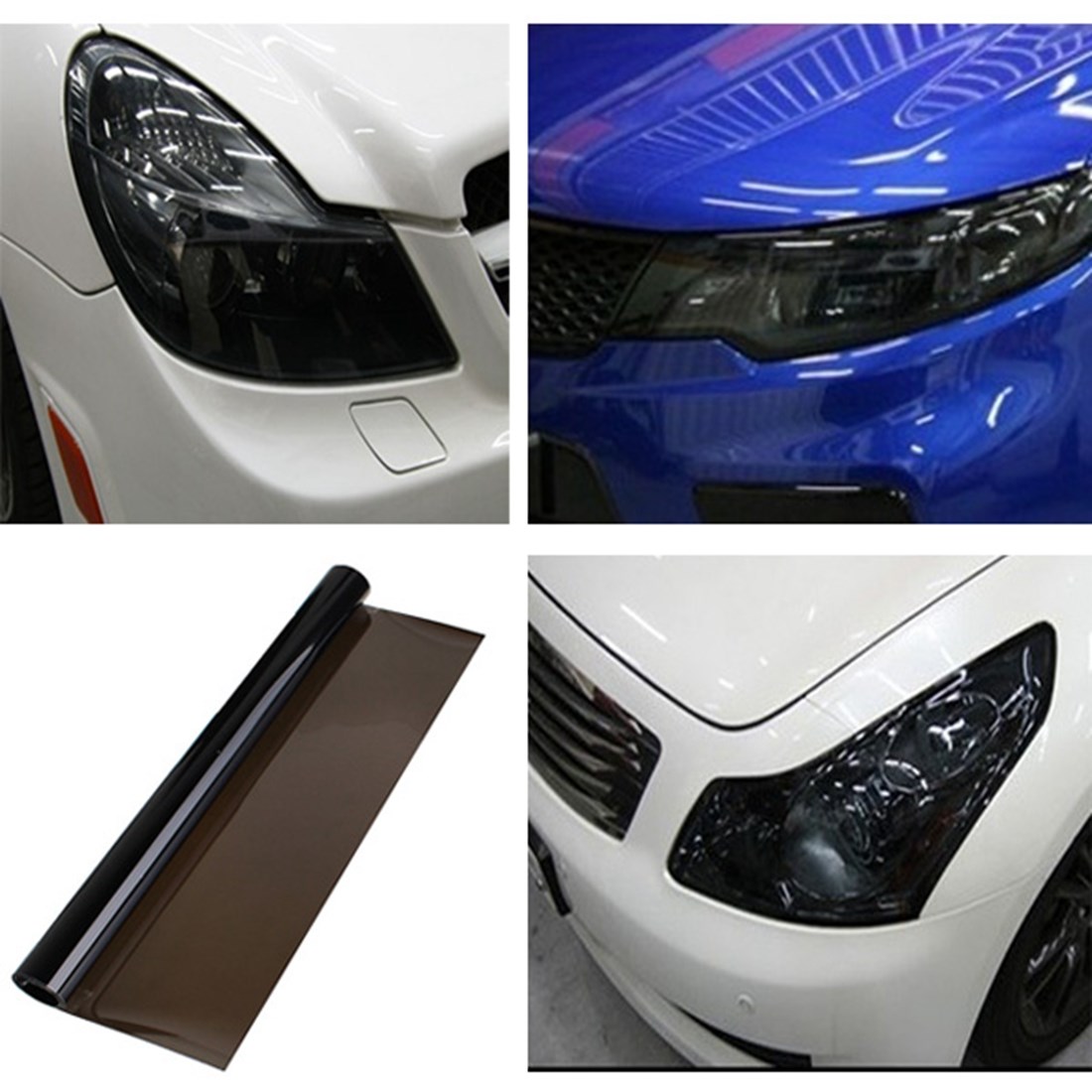 12x48 Light Black Auto Car Sticker Smoke Fog Light Headlight Taillight Tint Film Sheet