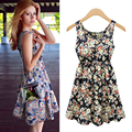 2016 New Fashion Design Women Flower Prints Casual Summer Spring Dress New Lady Lace European Party