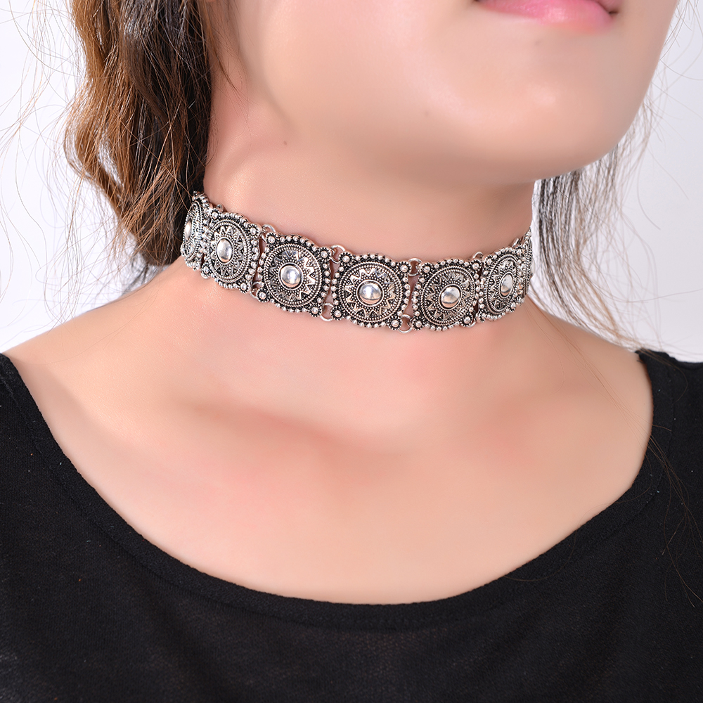 Image of 2016 Hot Boho Collar Choker Silver Necklace statement jewelry for womenFashion Vintage Ethnic style Bohemia Turquoise Beads neck