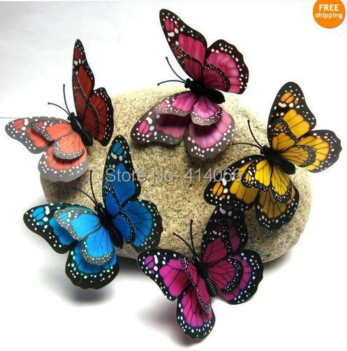 Image of Hot& wholesale free shipping 12 pcs 3D wall stickers butterfly fridge magnet wedding decoration home decor