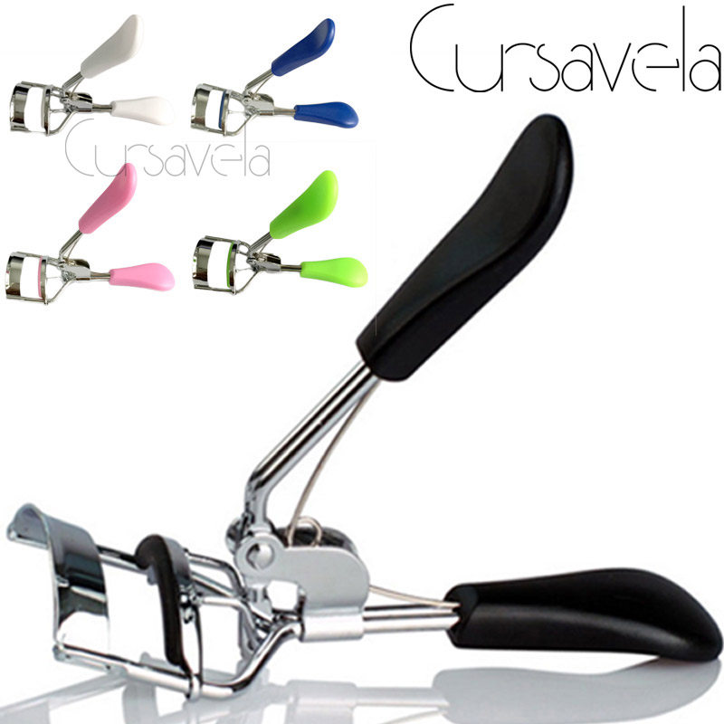 Image of Cursavela New Ladies Makeup Eyelash Curler with Black pink Grips eyelash curling for lashes tools eyebrow clip rubber EC0002