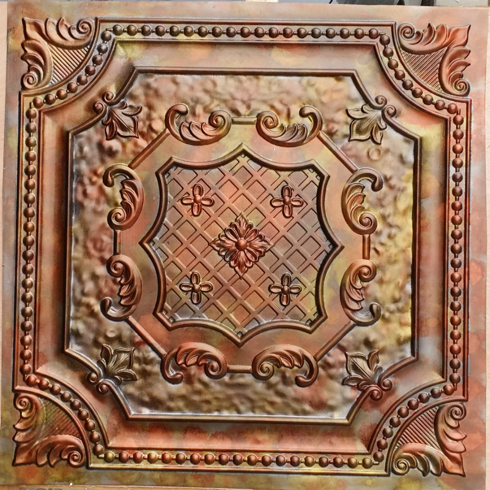 PL04 faux tin finishes aged colourful copper ceiling tiles