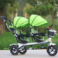 3 Wheel Twins Stroller Double Seat Tricycle Shockproof Baby Stroller 3 in 1 Portable Pram Twins