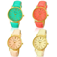 2015 Brand New Women’s Fashion Geneva Roman Numeral Faux Leather Quartz Analog Wrist Watch Women Casual Watches