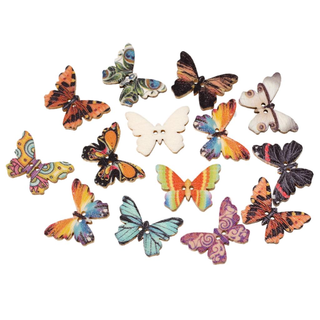 Image of Wood Sewing Button Scrapbooking Butterfly At Random 2 Holes 25.0mm(1")x 18.0mm( 6/8"),9 PCs 2015 new