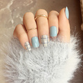 Free shipping new 24PCS set finished fake nails lines refreshing Japanese short paragraph full coverage nail