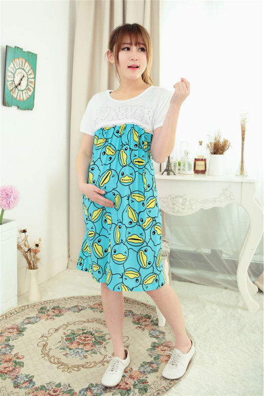 2015 new contract color maternity summer breastfeeding nursing dress nightwear clothes for pregnant woman pajamas for the sleep 4