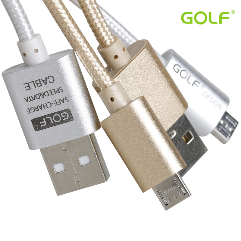 Image of Original 0.25M/1M/1.5M/2M/3M Golf Metal Braided Data Charger Micro USB Cable 2.1A Output for iPhone 6sPlus iPadmini Samsung Sony