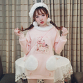 Princess sweet lolita blouse BoBON21 Exclusive design Printing Dol warm fur collar l long plush pocket