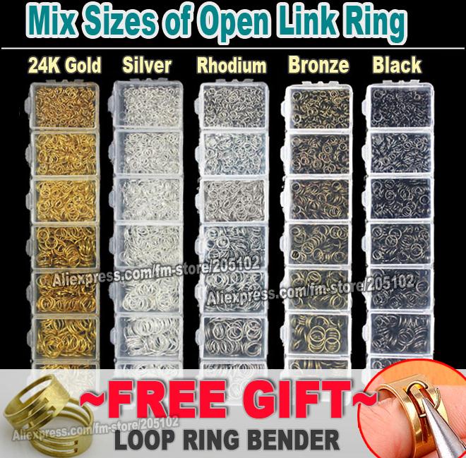 Image of 1600pcs/lot,Mix Sizes Open Jump Ring 3 4 5 6 7 8mm link loop Silver Gold Rhodium Black Bronze for DIY Jewelry Findings Connector