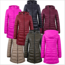 2015 New Winter Jacket Women Cotton Coat Slim Parkas Ladies Coat Long Hooded Plus Size Ultra Light Outerwear H138