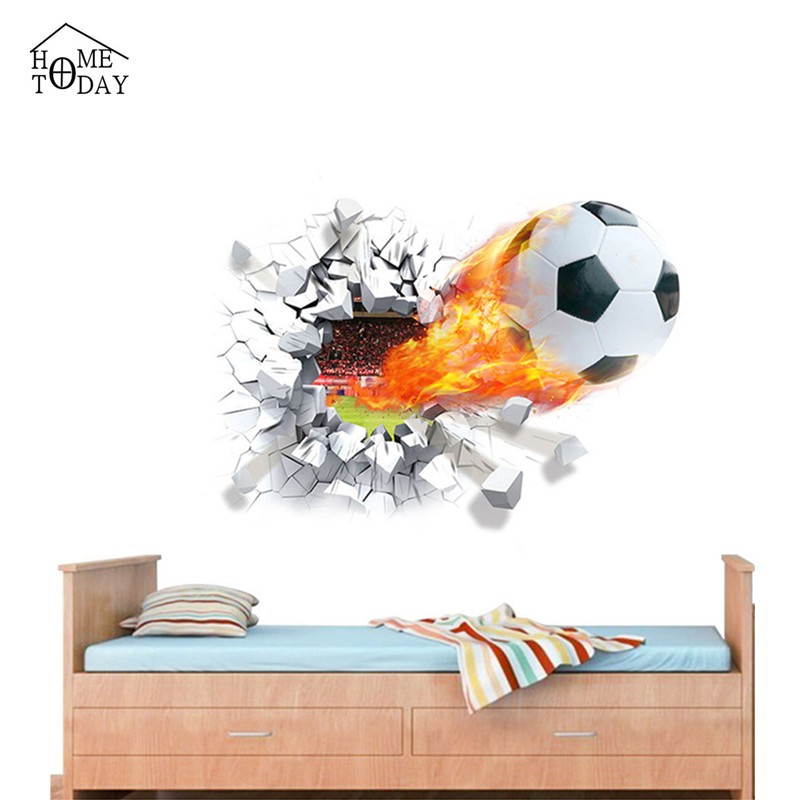 Image of 3D Foodball Wall Stickers PVC Soccer Print Stickers Home Decor Removable Wall Art Kids Room Decals Modern 50*70cm