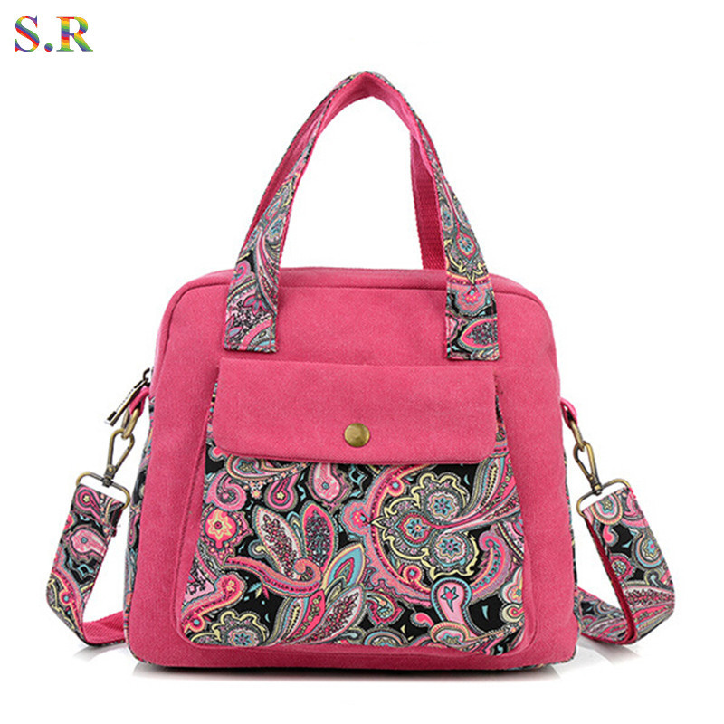 Designer 2015 Canvas Women Handbags National Floral Printing Shoulder Tote Bag Leisure Crossbody ...