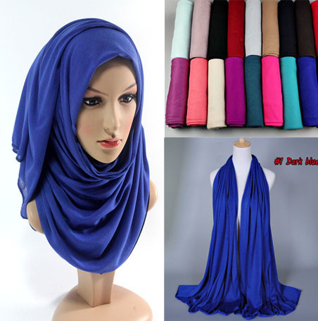 Image of 21 color Free shipping Hot Adult Cotton Muslim Hijab The New Turban Jersey Baotou Wholesale Scarf Monochrome Widening High-grade