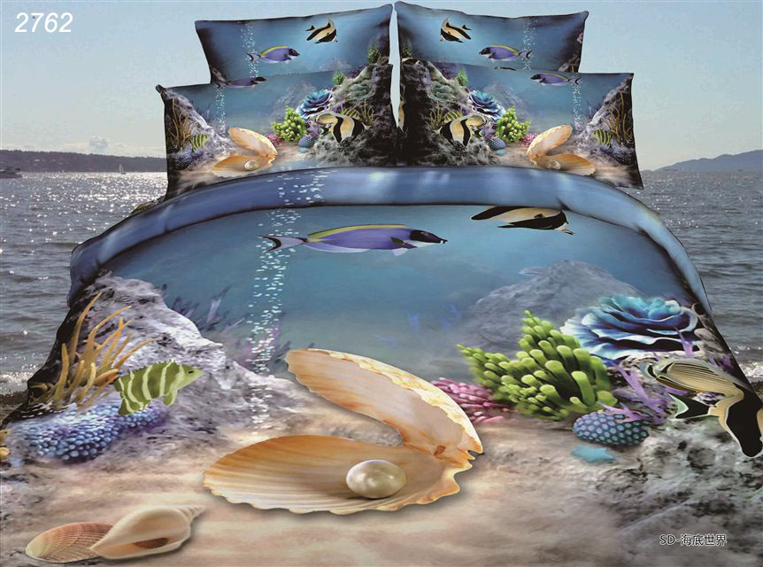 Ocean underwater world 3D fish Shell Coral bedding set 3_d quilt