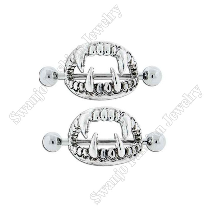  Nipple Shield Rings barbell barbells sold as a pair 14 gauge Love Bite Fang.jpg