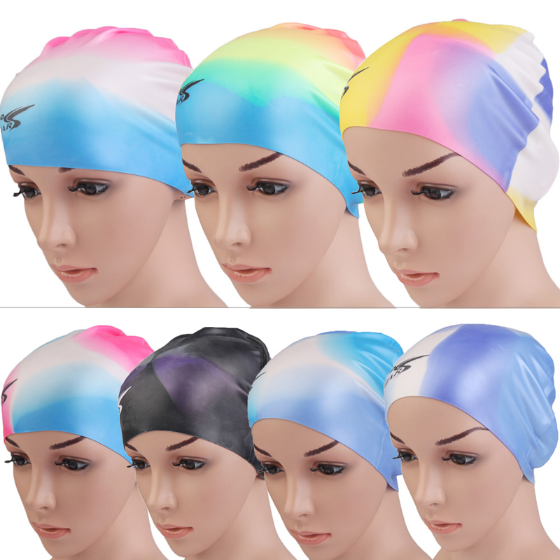 Image of Durable New Adult Soft Silicone Swim Cap Anti-slip Waterproof Elastic Multi Color Swimming Hat Free Shipping