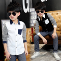2016 Spring Kids Boys Shirts Long Sleeve Cotton Boy Shirt Casual Plaid Boys Blouses For 10