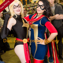 Free Shipping DHL Adult Ms. Marvel Kamala Khan And Carol Danvers Superhero Costume Halloween Party Cosplay Zentai Suit SH2341