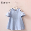 Hurave Casual Baby Girl Clothes Summer Dress 2017 Fashion Girls Cotton Striped Dresses Children Clothes Girl