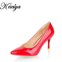 2016 Sexy Pointed Toe women Pumps Plus size 30-47 fashion solid PU Slip-On nude high heel shoes small size 30 31 32 33 MEQZ-A-3
