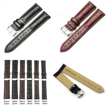 1pcs Men Women Soft Faux Genuine Leather Strap Stainless steel Buckle Wrist Watch Band Size 18 20 22 24mm