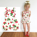2016 Summer baby girl clothes Floral Strawberry Baby Girl Romper Toddler Rompers heart Baby Jumpsuit Infant