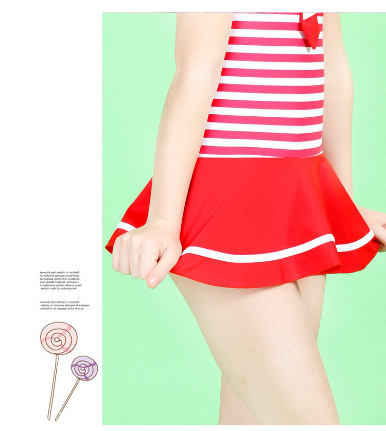 Encantador estilo de Reino Unido rayas azul marino niñas traje de baño