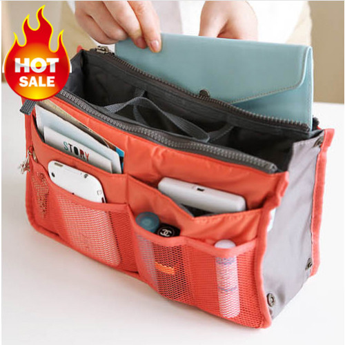 Bag In Bag Double Zipper Portable Multifunctional Travel Pockets Handbag Storage Bag Fadish Travel Cosmetic Makeup