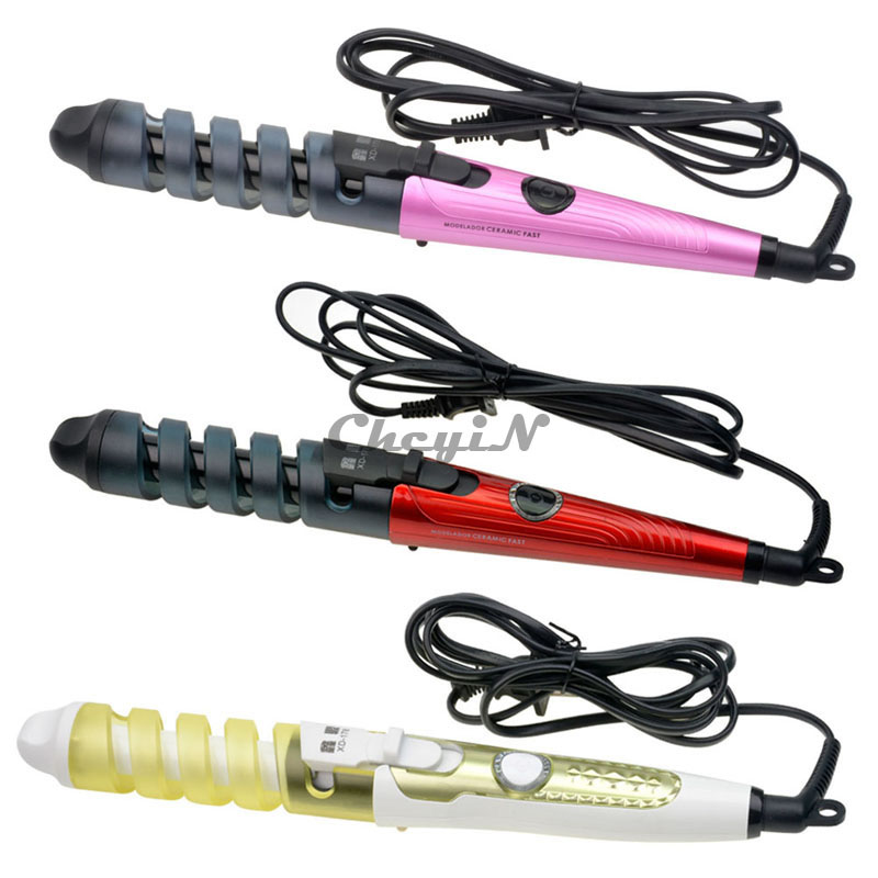 Image of 2M Cable Electric Magic Hair Styling Tools Professional Hair Curler Roller Spiral Curling Iron Wand Curl Styler 110-240V HS10*56