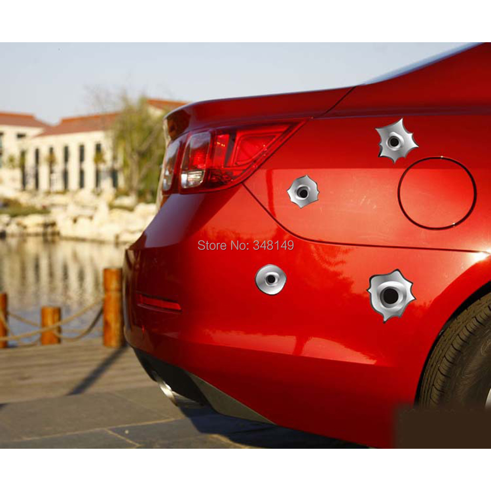 Image of 12 x Funny Simulation Gun Bullet Hole Stickers Car Decal for Toyota Chevrolet cruze Volkswagen skoda VW Hyundai Kia Lada opel