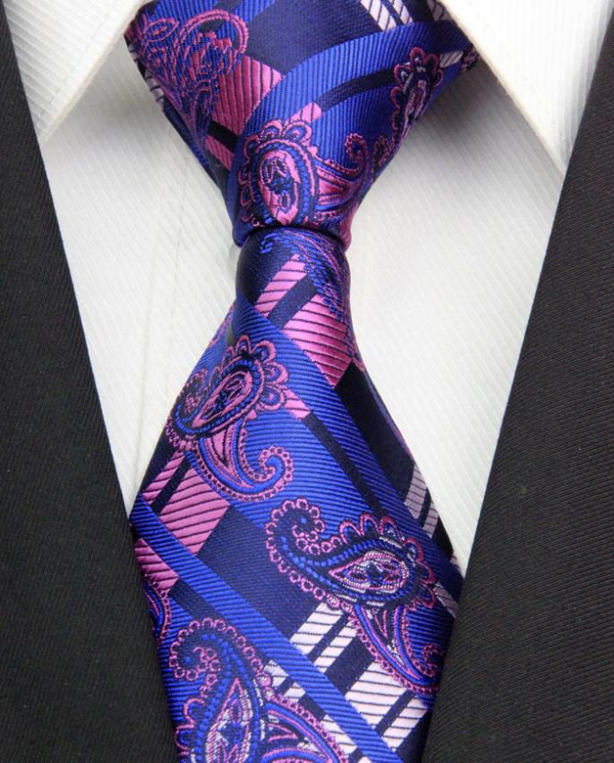 NT0380 Royal Pink Paisley Man s New Fashion Jacquard Woven Silk Polyester Tie Classic Business Party