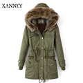 XANNEY Long Thick Warm Velet Linning Detachable Fox Fur Hood Slim Waist Women Parka Coat Winter