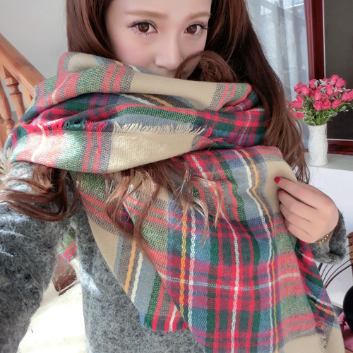 High Quality Lady Women Cozy Mini Blanket Oversized font b Tartan b font Scarf Twine Shawl
