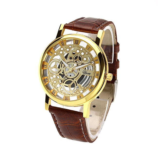 Image of Hot selling men watches top brand luxury Imitation mechanical watches man PU leather strap quartz wristwatches relogio masculino