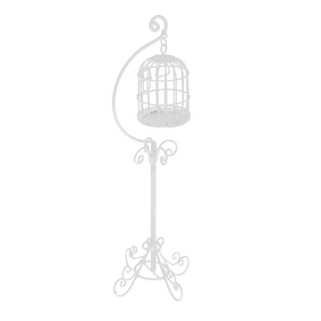Homyl Iron Bird Cage and Floor Holder for 1/12 Dollhouse Miniature Outdoor Items Accs