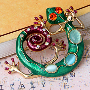 Image of 2015 Fashion Bohemia Rhinestone Pin Green Snake Natural Stone Gecko Brooch Hot- Wholesale Charms Jewelry For Women TE-5.99XZ001