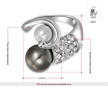 2015 New Style ROXI pearl rings for women white Gold Plated statement black and White pearls
