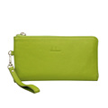 Durable Practical Top Layer Cowhide Coin Purse Lady Plain Clutch Bag High Capacity Solid Color Change